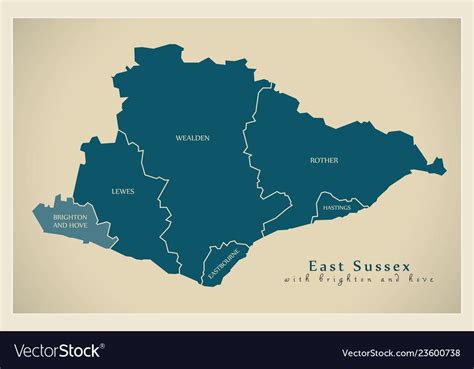 modern map east sussex county  brighton  districts labels uk east sussex modern