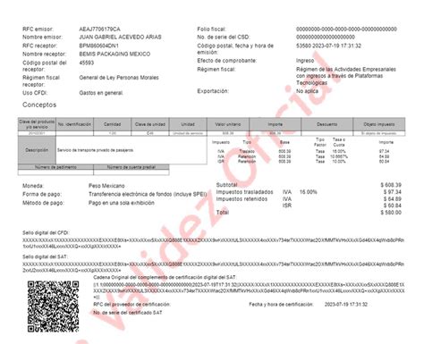 4 códigos IVA trasladado en una factura 4 0