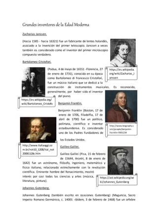 Grandes Inventos De La Edad Moderna PDF