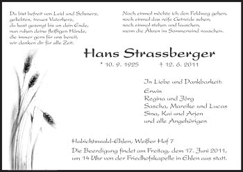 Traueranzeigen Von Hans Strassberger Trauer Hna De