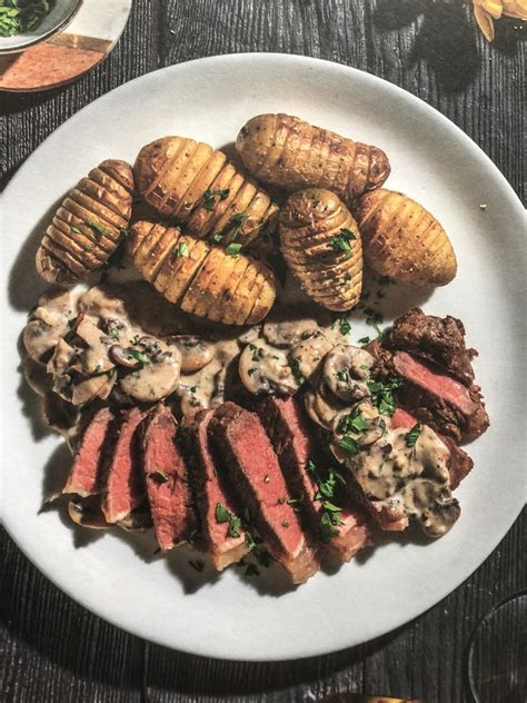 Sirloin Steak With Hasselback Potatoes Giant Yorkie Pudding And