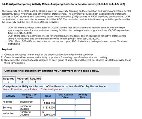 Solved E Algo Computing Activity Rates Assigning Chegg