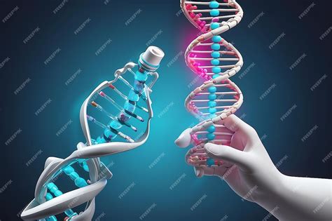 Premium Photo Robotic Hand Holding Capsule With Dna Stock Illustration