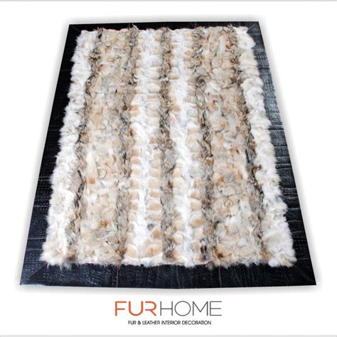 Coyote Natural Fur Rug with leather frame | FUR HOME