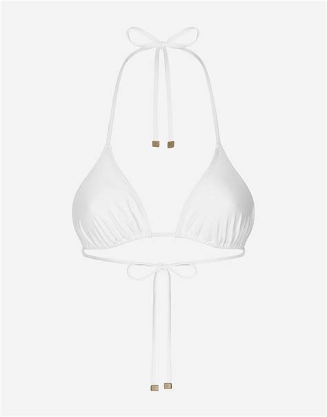 Dolce Gabbana Triangle Bikini Top White Editorialist