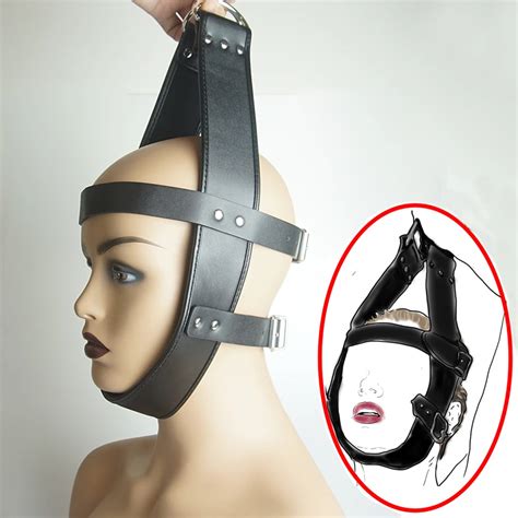 Leather Head Suspension Harness Hood Hanger Ring Bdsm Bondage Sex Mask