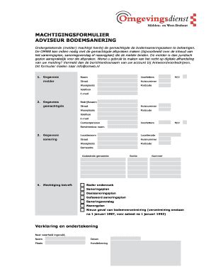 Fillable Online Omwb Machtigingsformulier Adviseur Bodemsanering Omwb