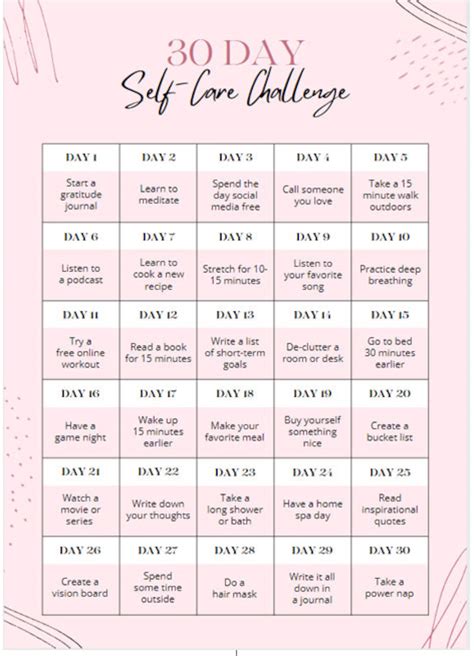 30 Day Self Care Challenge Etsy