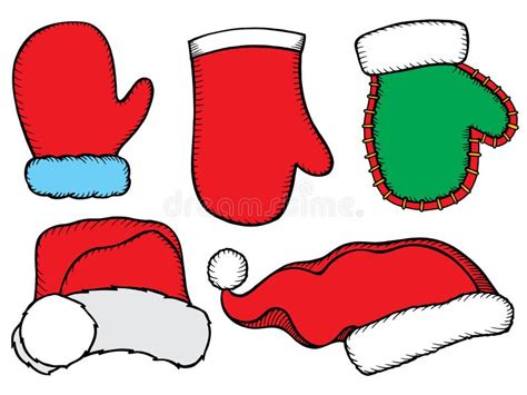 Christmas Doodle Hats Set Stock Illustrations 629 Christmas Doodle