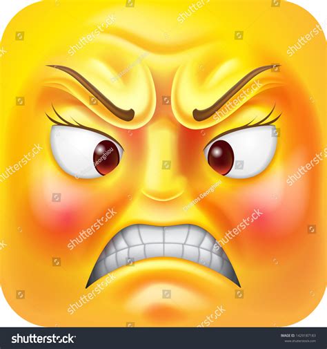 Angry Woman Emoji Emoticon Square Face Stock Vector (Royalty Free ...