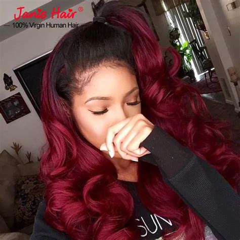 Red Hair Bundles Brazilian Burgundy Weave Ombre Human Hair 1b Red Body