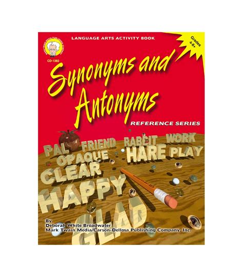 Synonyms And Antonyms Resource Book Grade 4 8 Ebook