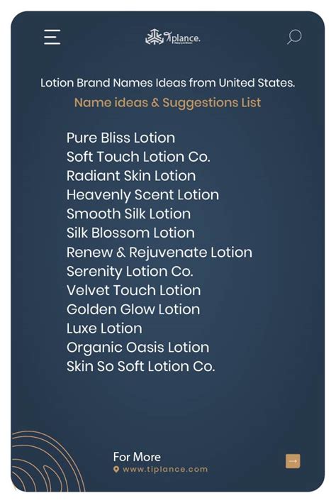 Powerful Lotion Brand Names Ideas Example Tiplance