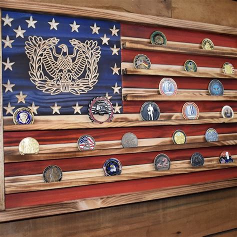 Wooden American Flag Coin Holder Etsy