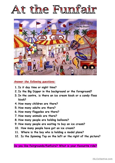 At The Funfair Picture Description English Esl Worksheets Pdf Doc