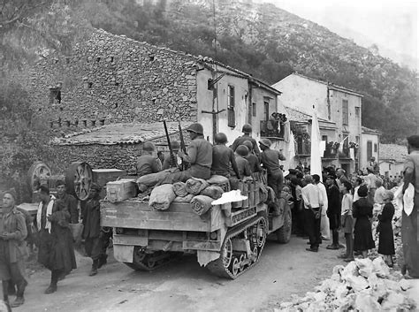 Allied Troops On M3 Halftrack Greeted By Civilians In Liberated Pioppo