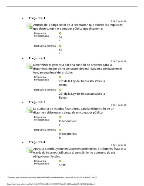 Automatizada Dictamenes Especiales Examen Pregunta De