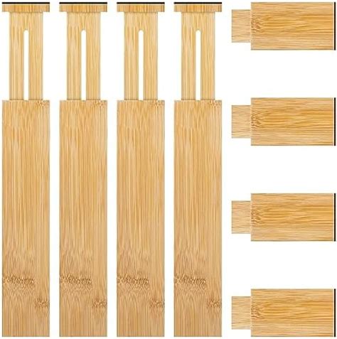 Amazon Fjo Pack Adjustable Bamboo Drawer Dividers Organizers