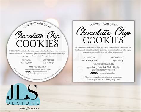 Bakery Ingredient Label Template Cottage Bakery Food Label Template