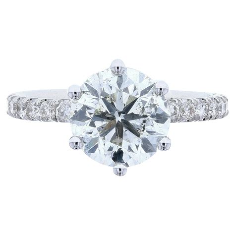 Carat Six Prong Diamond Encrusted Pave Engagement Ring Gia For