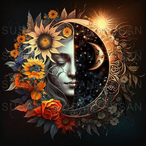 Celestial Sun And Moon Background