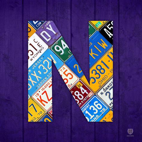 Letter N Alphabet Vintage License Plate Art Mixed Media By Design Turnpike