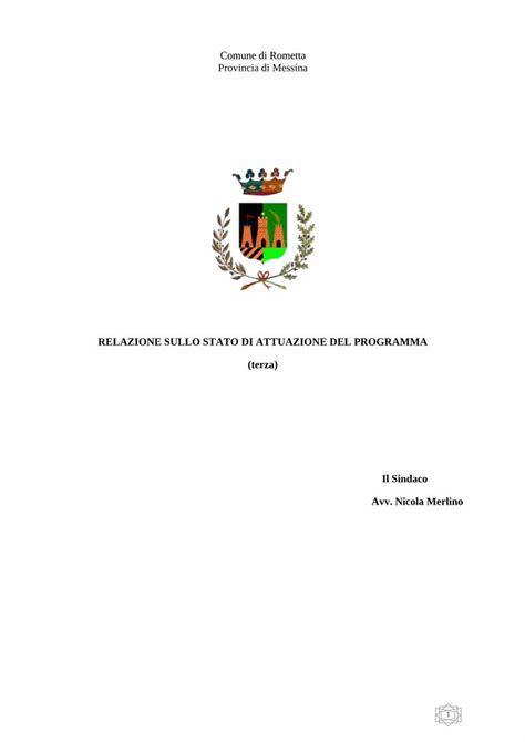 Pdf Relazione Sullo Stato Di Attuazione Del Programma Title