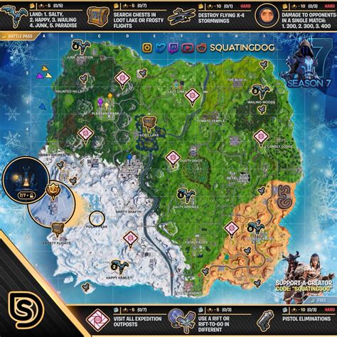 Fortnite Cheat Sheet Map for Season 7, Week 7 Challenges - Fortnite Insider