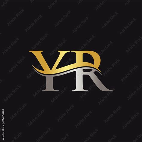 Initial Gold And Silver Yr Letter Linked Logo With Black Background