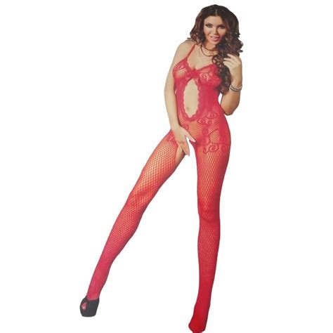 Bodystocking Sexy Avec Motifs Rouge Intime Lingerie