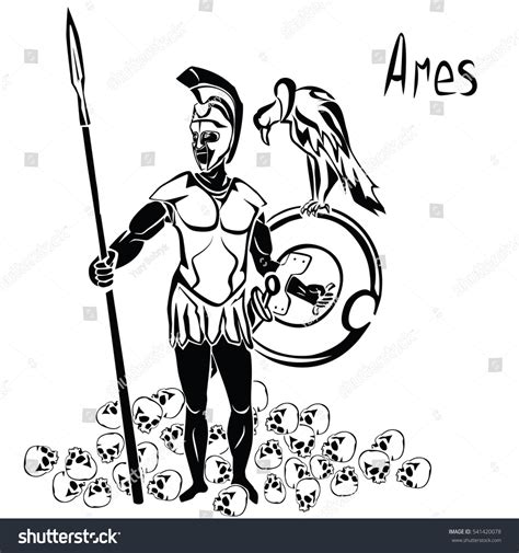 God War Ares Mars Spear Shield Stock Vector Royalty Free 541420078