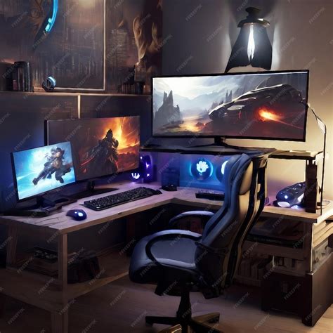 Premium AI Image | Desktop PC gaming setup with RGB light