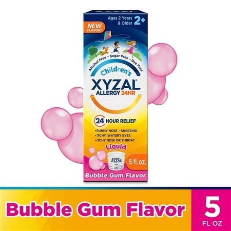 Xyzal 24 Hour Children's Antihistamine Medicine for Kids Allergy Relief ...
