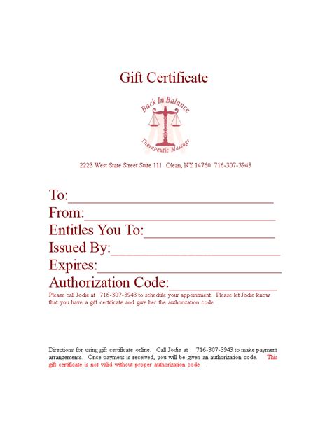 Gift Certificate Word Document Template