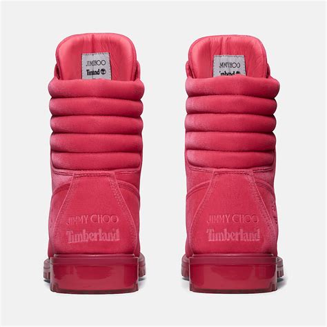 Jimmy Choo X Timberland 6 Inch Puffer Collar Boot Voor Heren In Roze