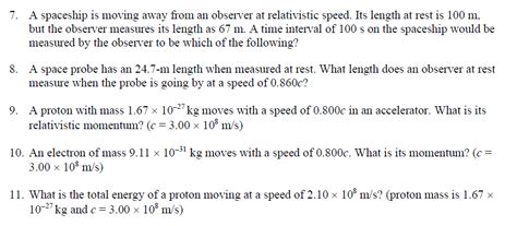 Solved 7. A spaceship is moving away from an observer at | Chegg.com 