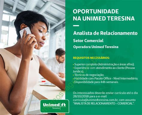 Emprego Para Analista De Relacionamento Na Unimed Em Teresina Pi