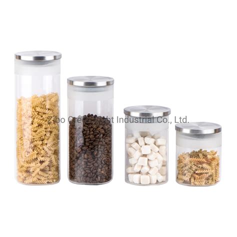 Frosted High Borosilicate Glass Food Storage Jar With Stainless Steel