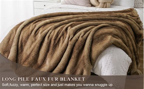 BATTILO HOME Faux Fur Throw Blanket Camel 50 X 60 Fluffy Blanket Warm