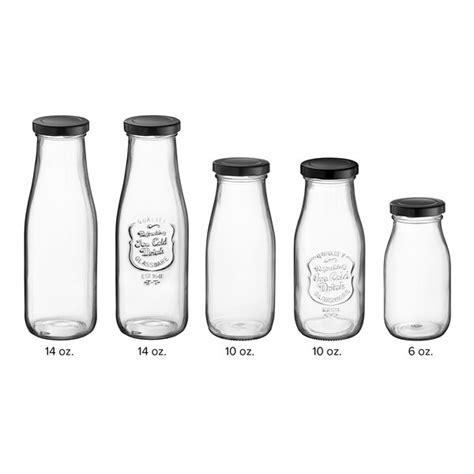 Acopa 14 Oz Glass Milk Bottle With Lid 12 Case