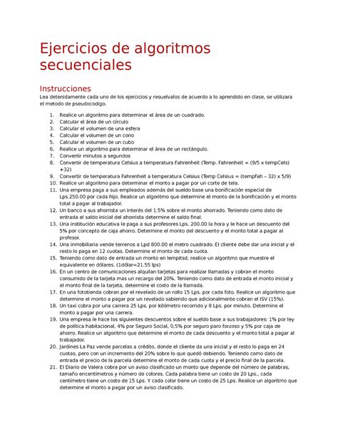 Actividad 2 Ejercicios De Algoritmos Secuenciales Ejercicios De