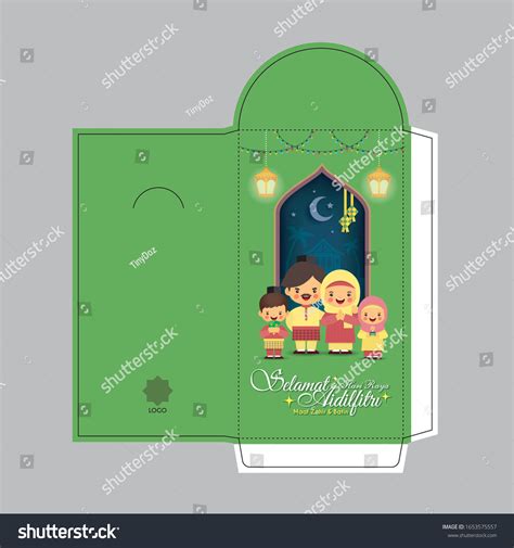 Hari Raya Aidilfitri Green Packet Template Stock Vector Royalty Free