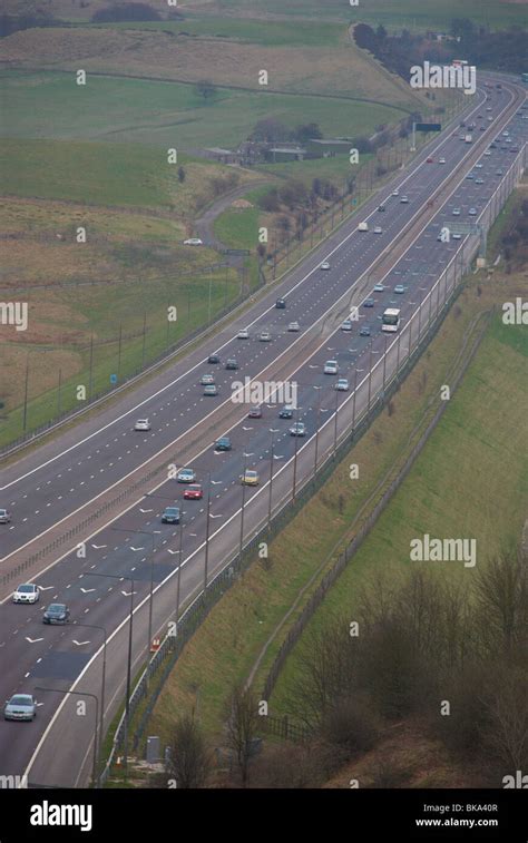 The M62 Motorway Cutting Through The Pennines Between Huddersfield