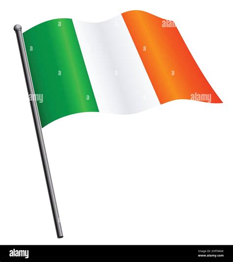 flying waving irish flag of ireland on flagpole icon vector image ...