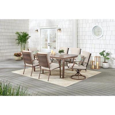 Hampton Bay Geneva Piece Brown Wicker Outdoor Patio Dining Set With