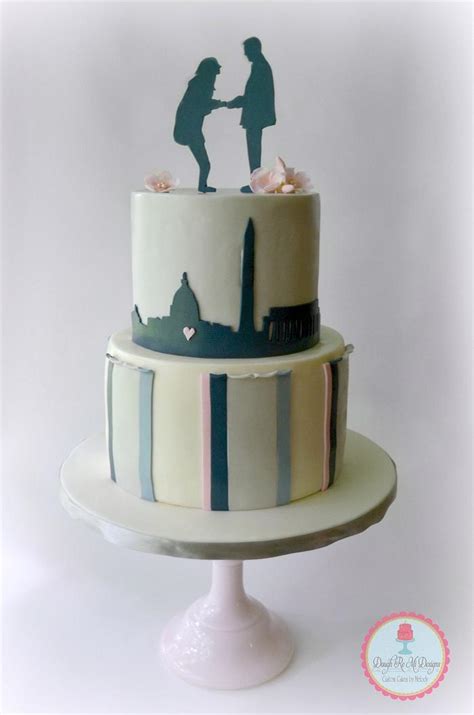 Dc Silhouette Engagement Cake Decorated Cake By Cakesdecor