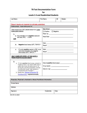 Tb Skin Test Form Cdc Fill Online Printable Fillable Blank PdfFiller