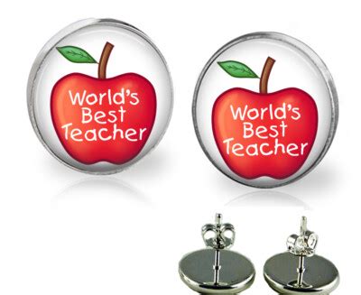 worlds  teacher stud earrings handmade teachers gifts photo
