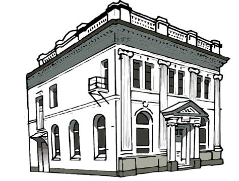 A drawing of a bank building - Openclipart