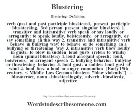 Blustering definition | Blustering meaning - words to describe someone